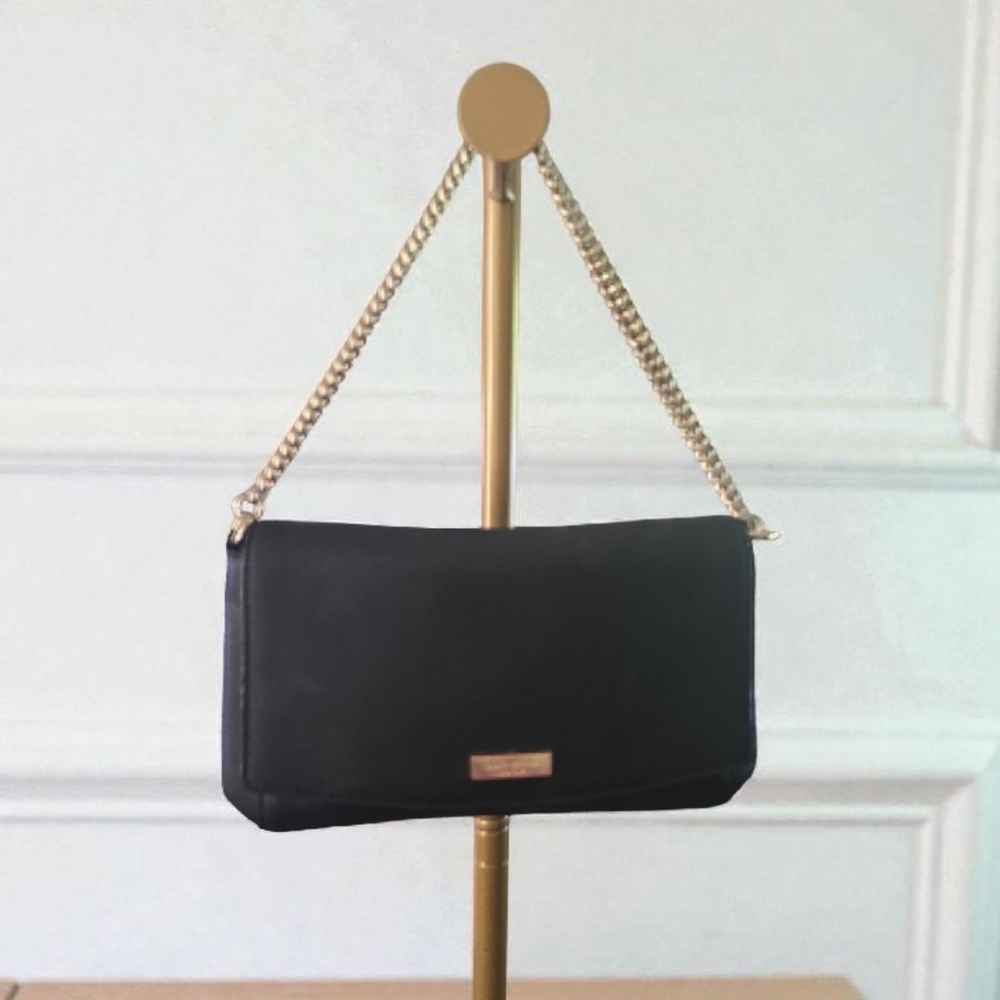 Kate Spade Black Crossbody Bag with Gold Chain *Preowned* - Picture 2 of 10